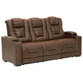 Brown Faux Leather Power Recliner Sofa V2824