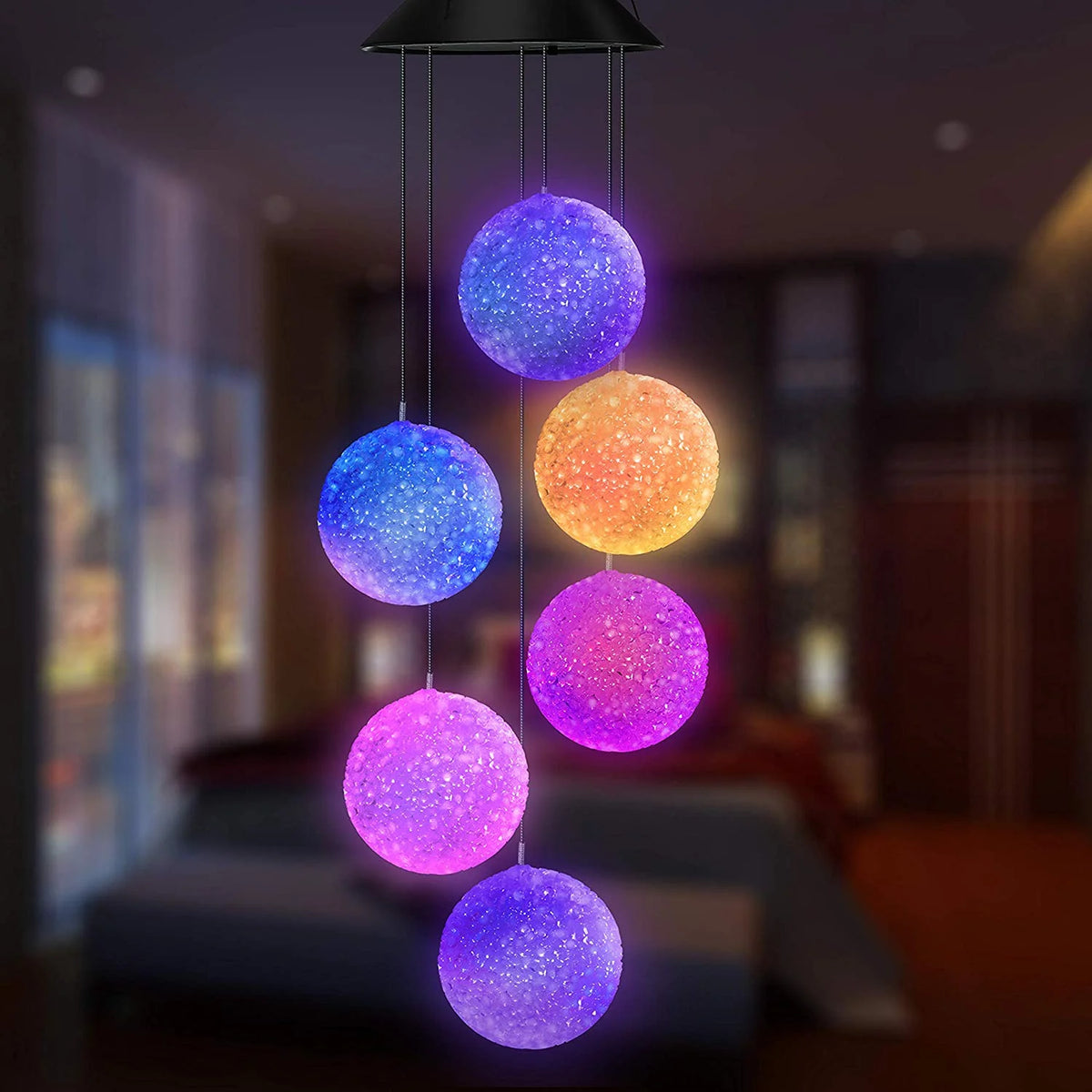 Crystal Ball Solar Wind Chime Spinner Outdoor Decorative Light E140632