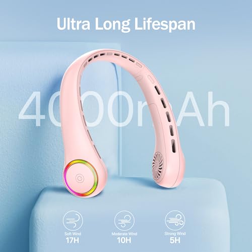 Portable Neck Fan 4000mAh 3 Speeds White K542