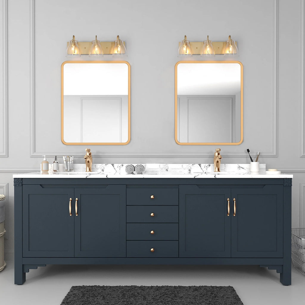 Clear Glass Gold 3-Light Wall Sconce K5356