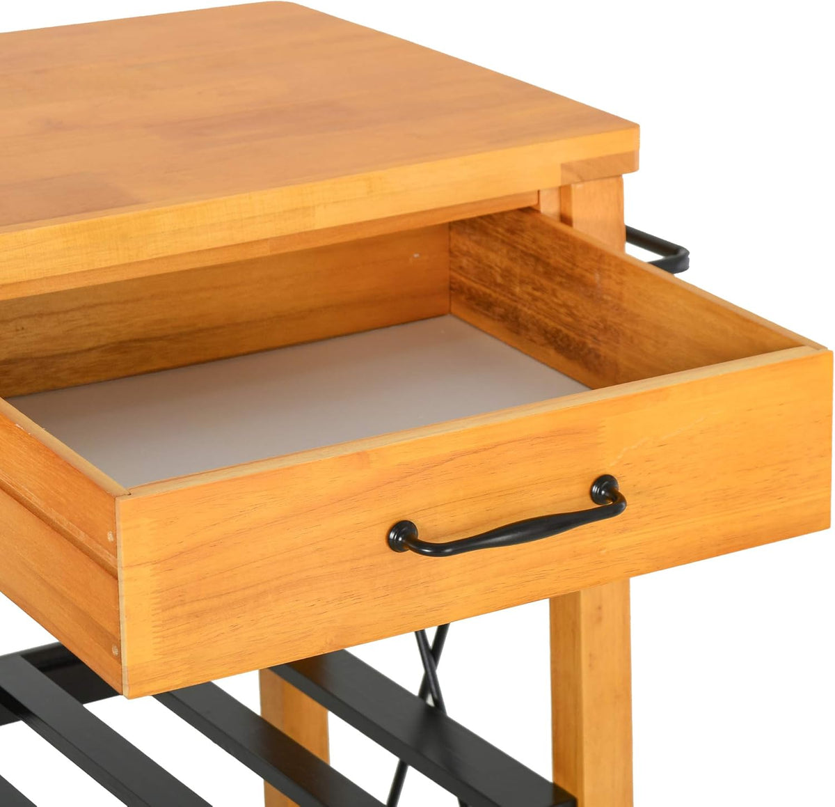 Kitchen Island Cart with 2 Drawers and Open Storage Shelves T9530