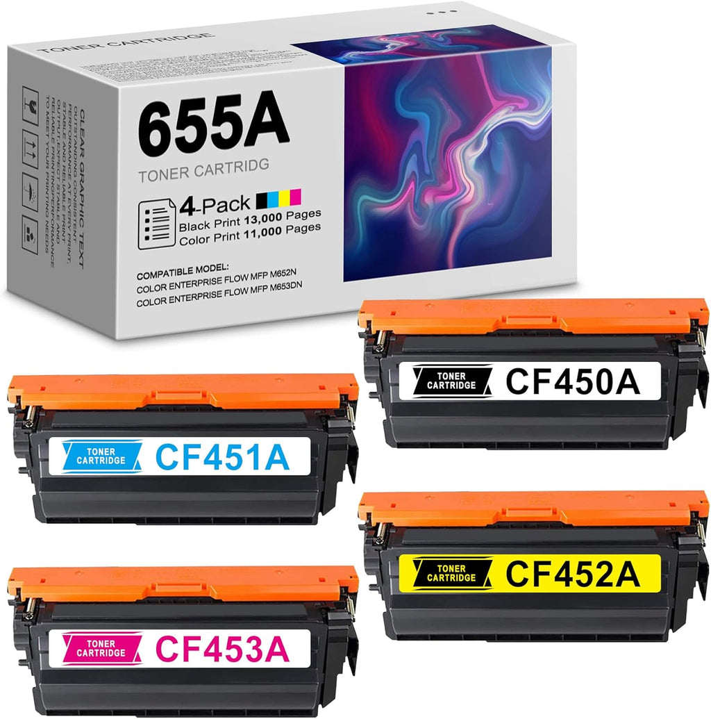 4-Pack Compatible Remanufactured Toner Cartridges for HP Color Enterprise Flow MFP M652n Printers J717