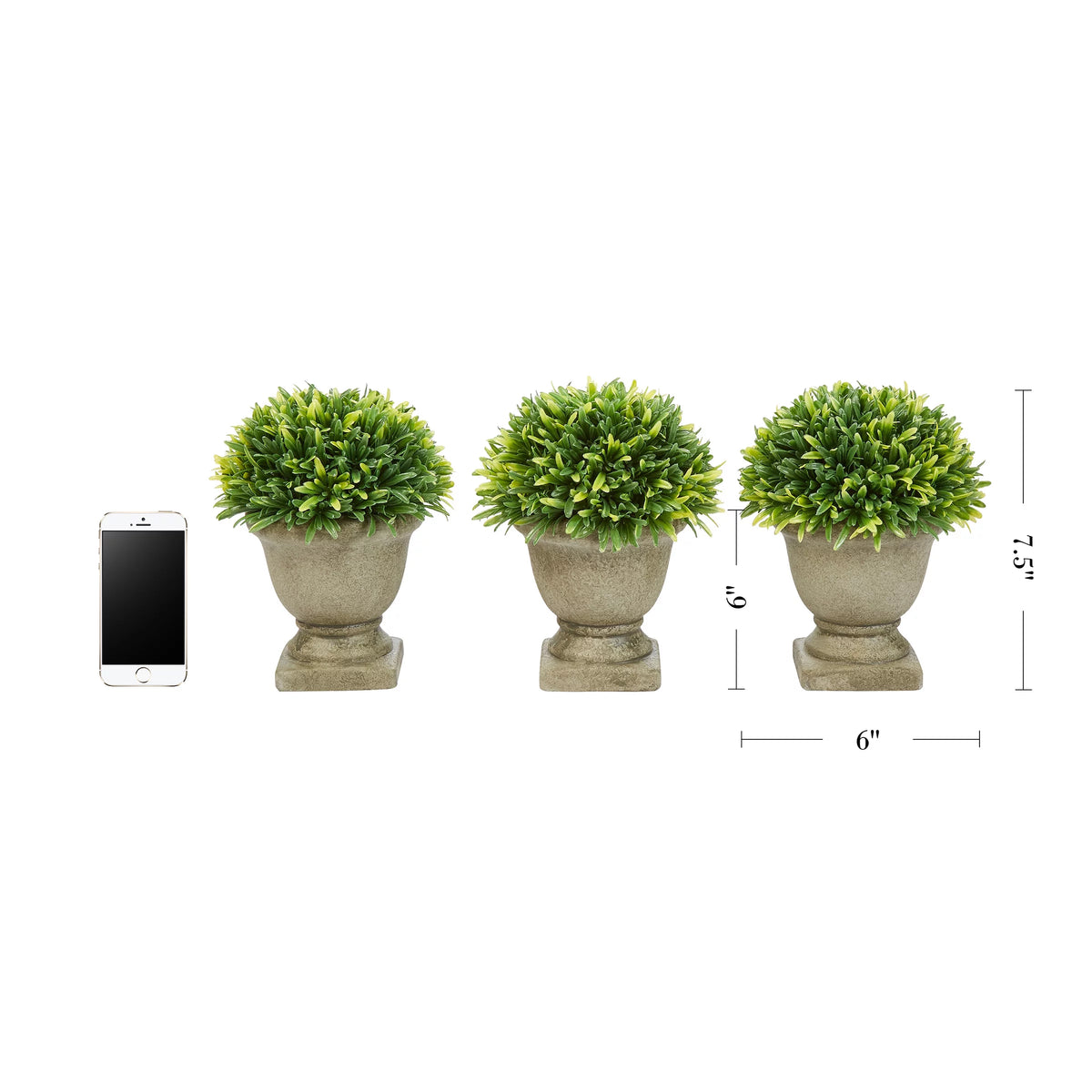 Artificial Podocarpus Grass Plant in Concrete Pot Set of 3 D28299