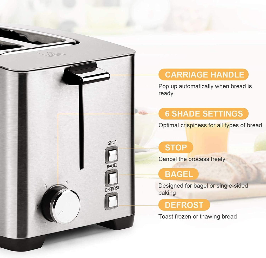 4 Slice Wide Slot Stainless Steel Toaster O183