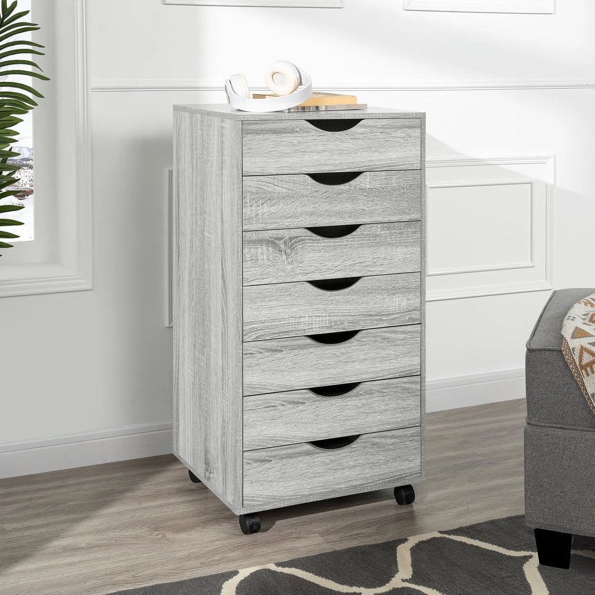White Wooden Mobile File Cabinet L843