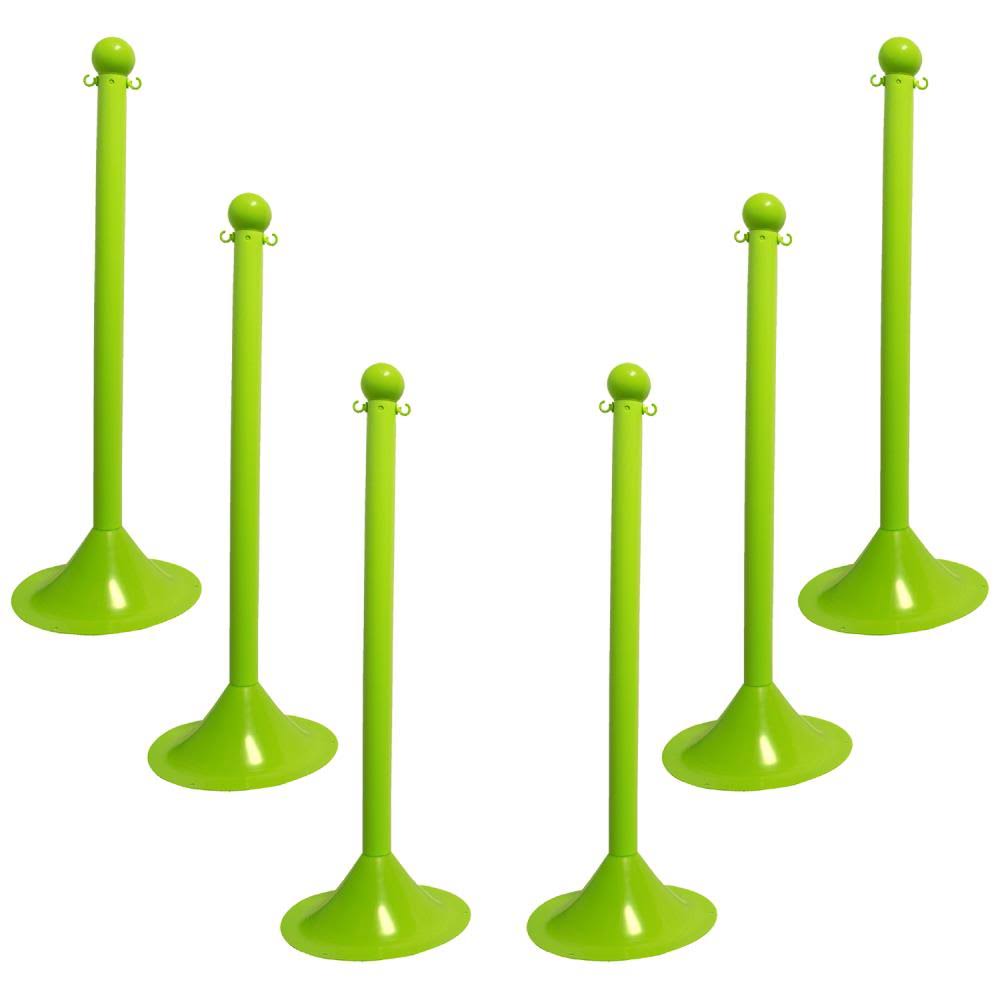 Safety Green Crowd Control Stanchion, 6pk A397