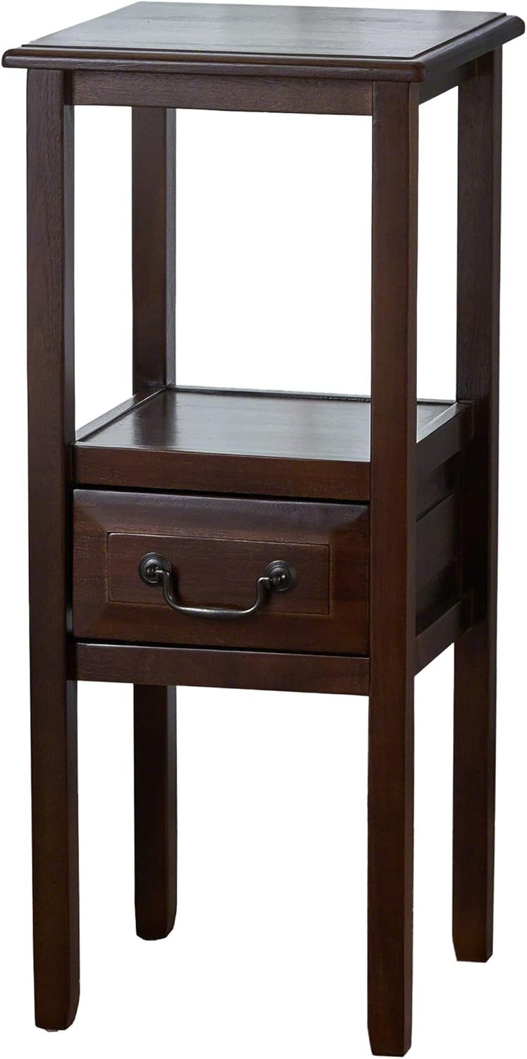 Brown Mahogany Acacia Wood Accent Table with Drawer C120506