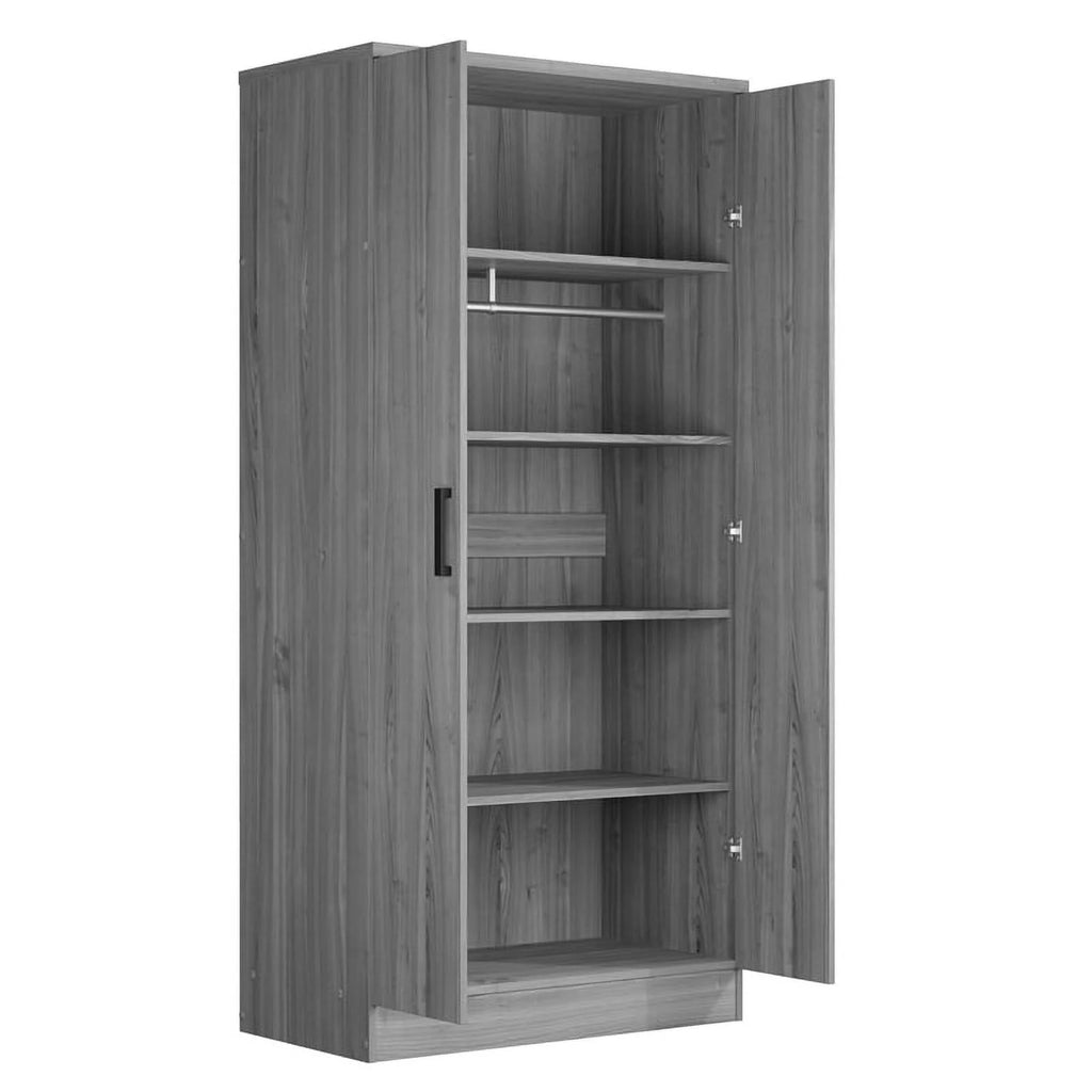 Gray Two Door Armoire Wardrobe with Mirror C245