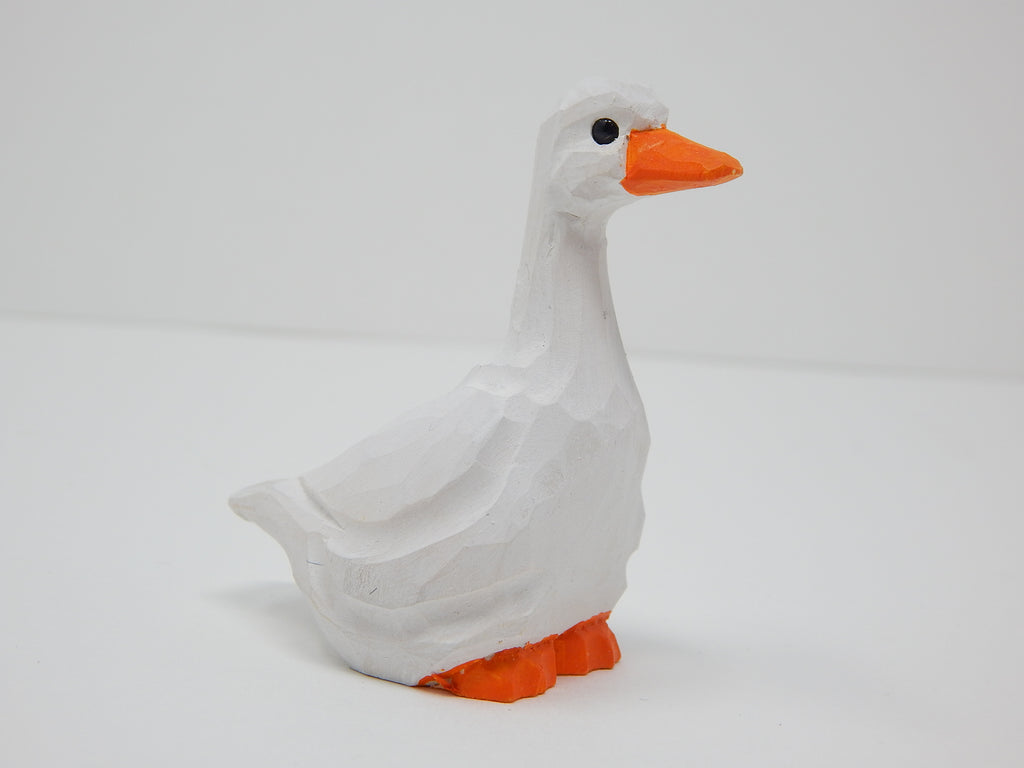 White Goose Handmade Wood Carved Figurine Collectible B798