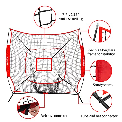 7'×7' Baseball Softball Practice Net with Strike Zone C75291