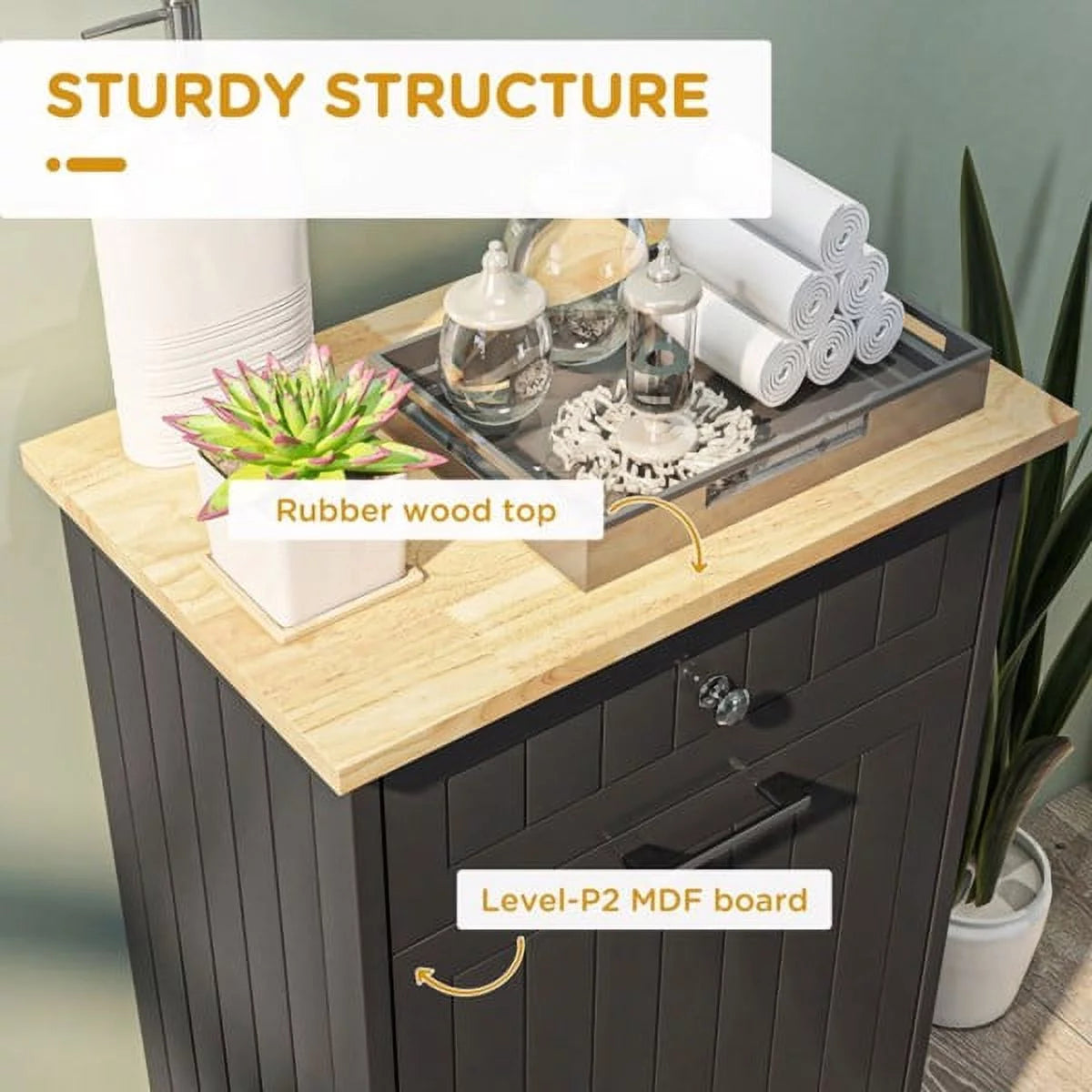 Freestanding Trash Can Holder Cabinet with Drawer F4842