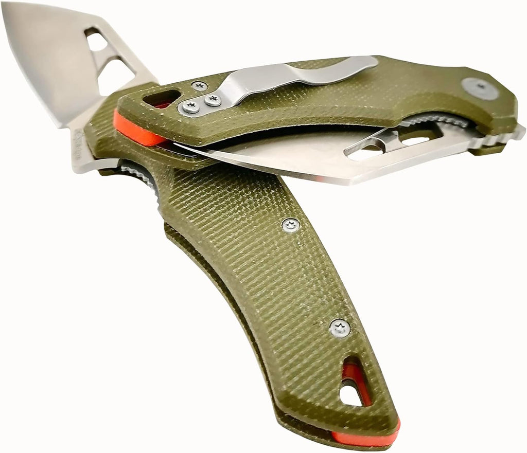 OD Green Folding Pocket Knife VG10 Stainless Steel 2.75 Blade Wharncliffe Textured G10 Scales Liner Lock Flipper G697345