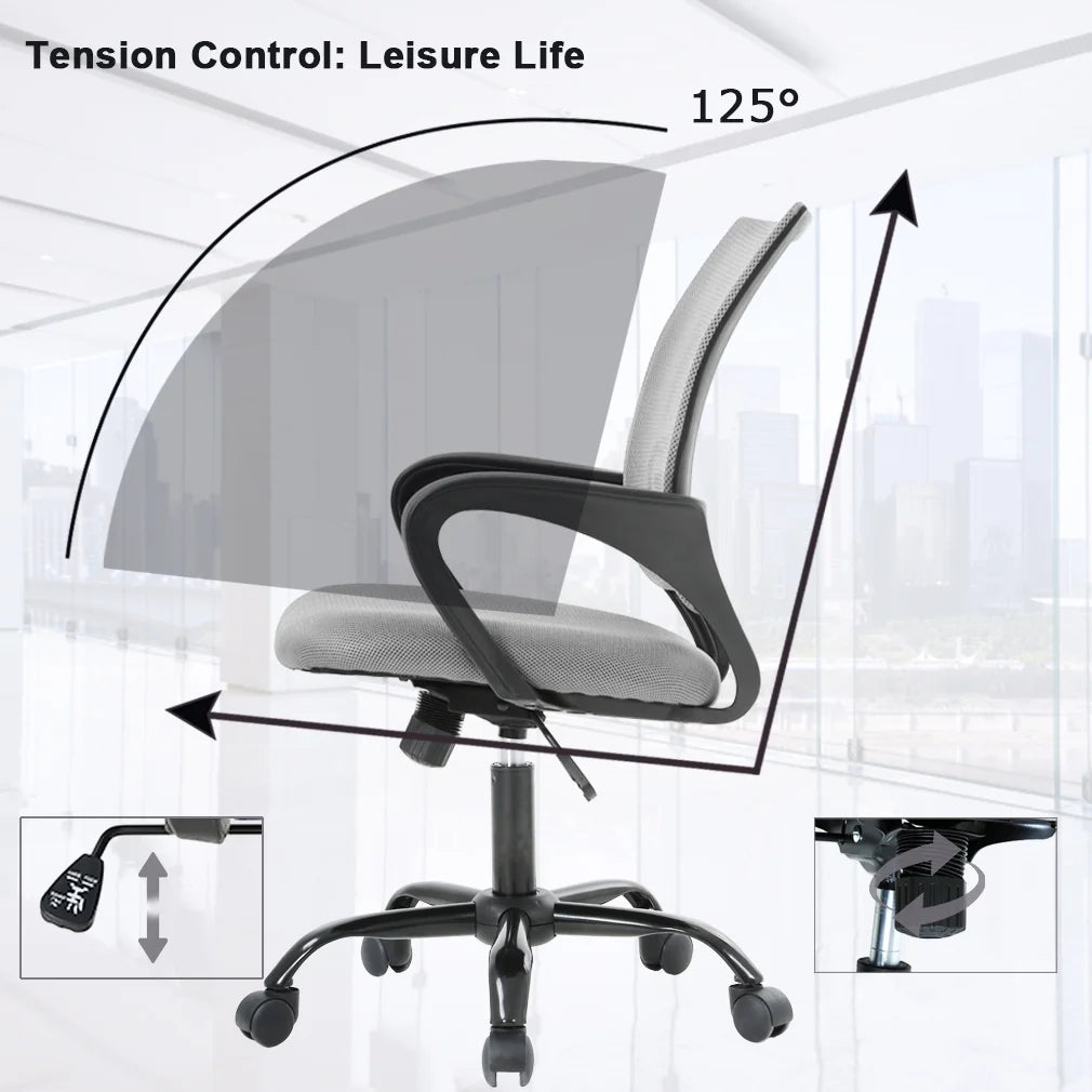 Grey Ergonomic Swivel Office Chair with Lumbar Support R1350