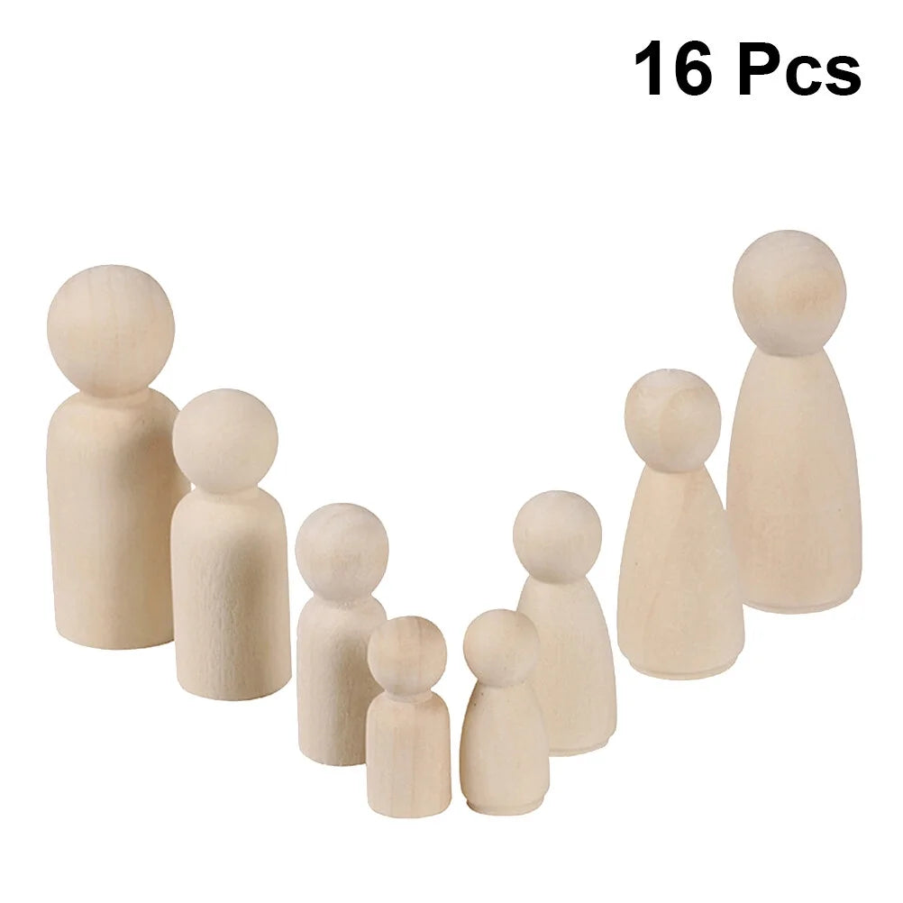 Unfinished Wooden Peg Dolls for DIY Painting S90547