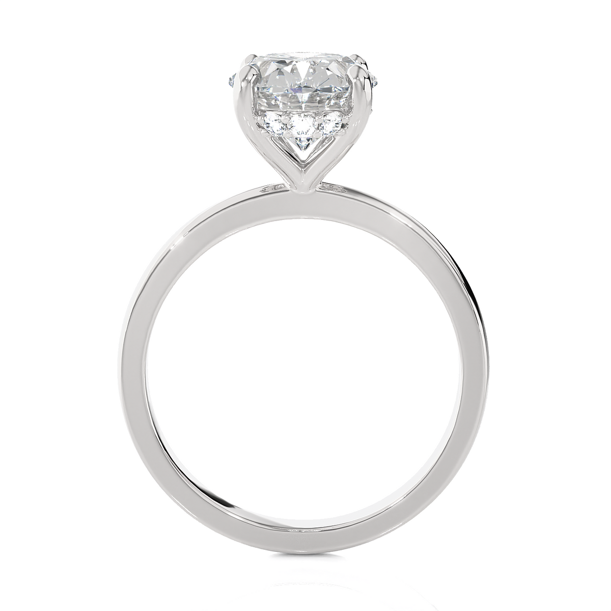 3.10Ct Oval Diamond Side Halo Engagement Ring in 14k Gold Q227