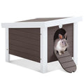 Weatherproof Insulated Small Animal House with Openable Roof, Elevated Feet, Brown O266