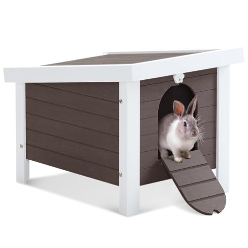 Weatherproof Insulated Small Animal House with Openable Roof, Elevated Feet, Brown O266