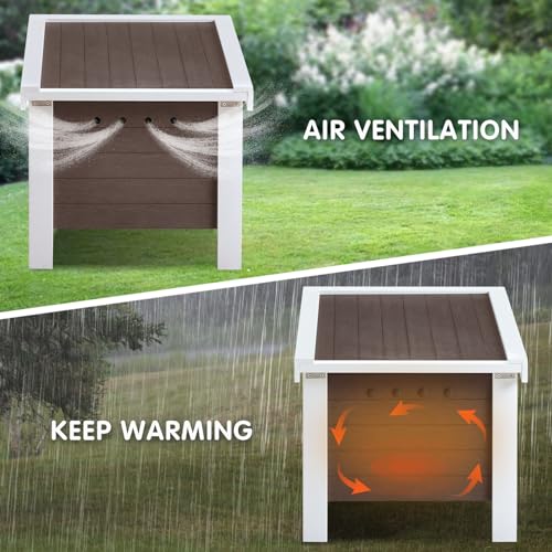 Weatherproof Insulated Small Animal House with Openable Roof, Elevated Feet, Brown O266
