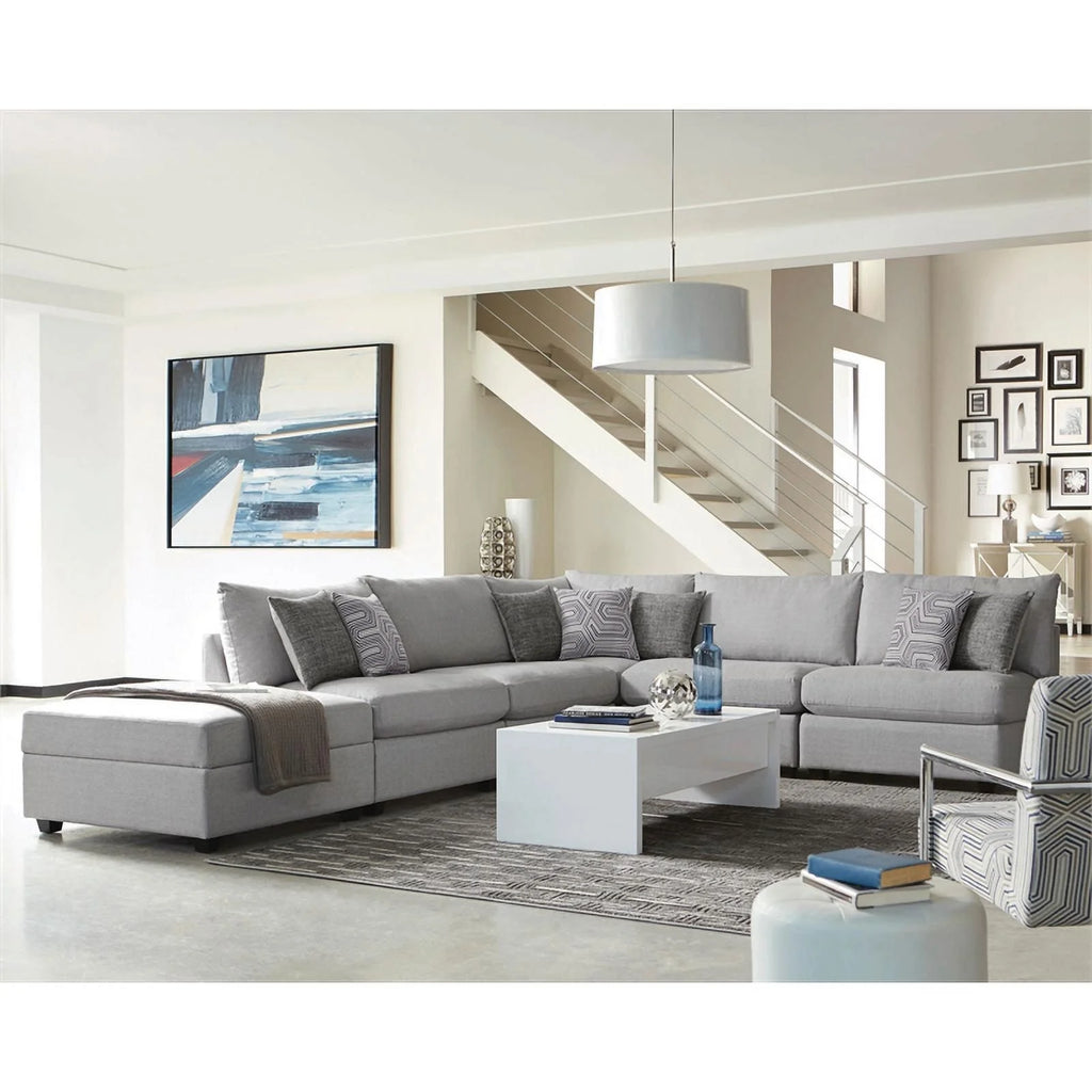 Gray Fabric Upholstered Modular Sectional E7444