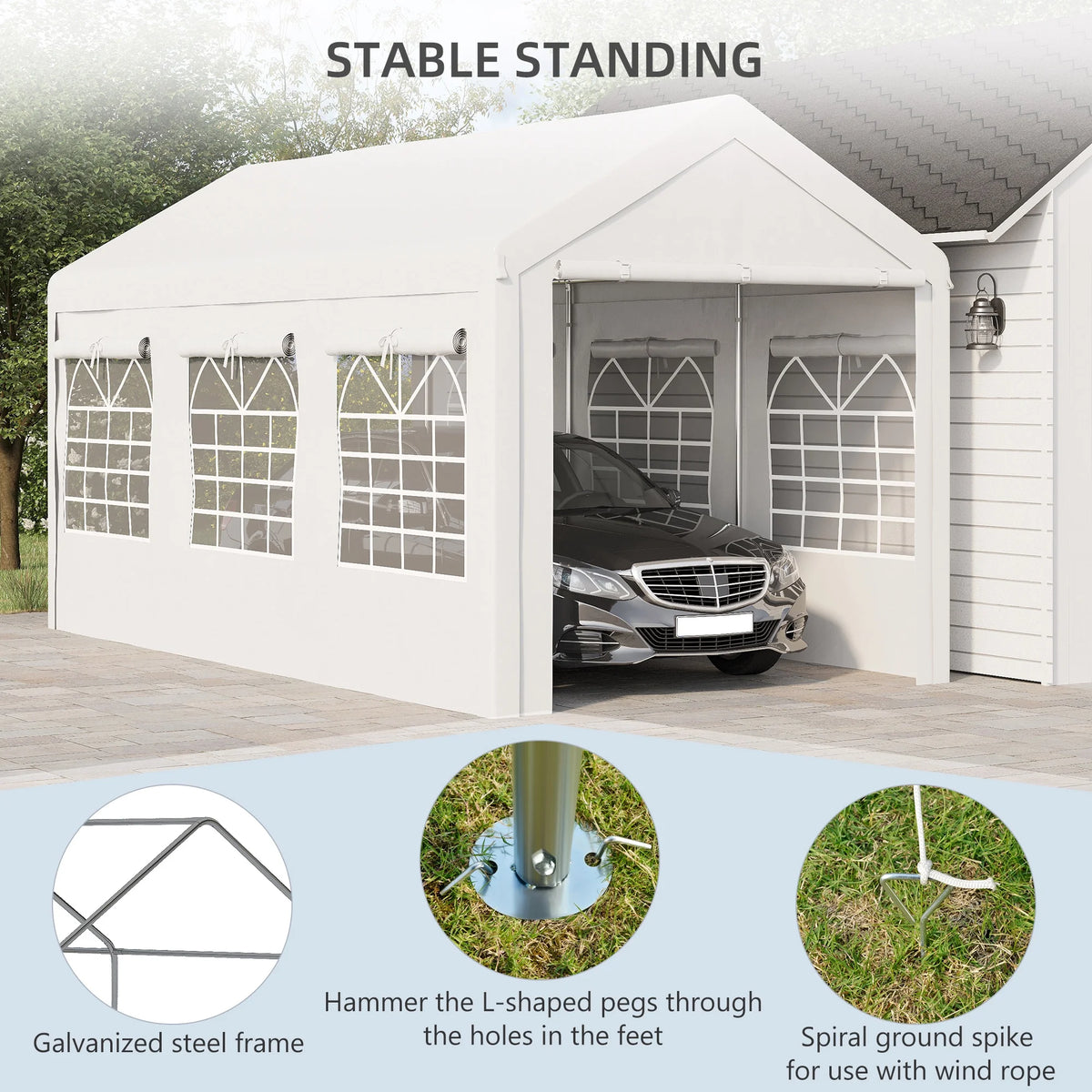 10' x 20' Height Adjustable Carport and Party Tent U813041