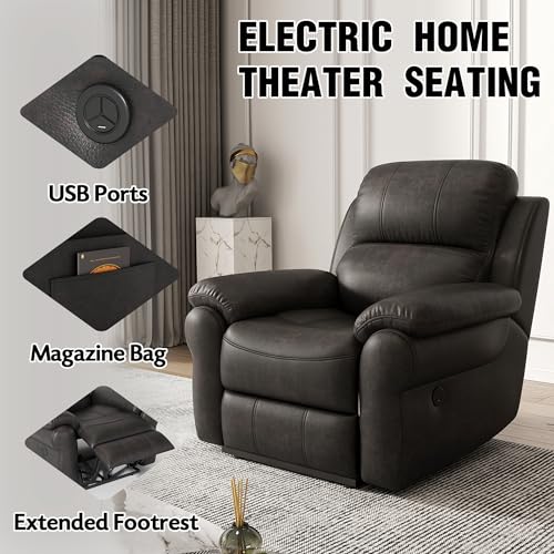Black Fabric Power Recliner Chair with USB Ports O1449