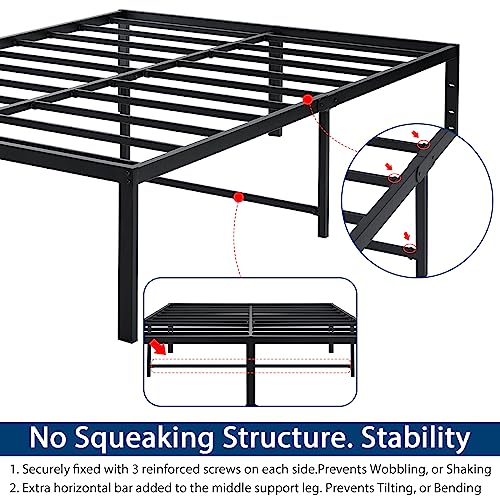 Black 18 Inch Tall Cal King Metal Platform Bed Frame V54997