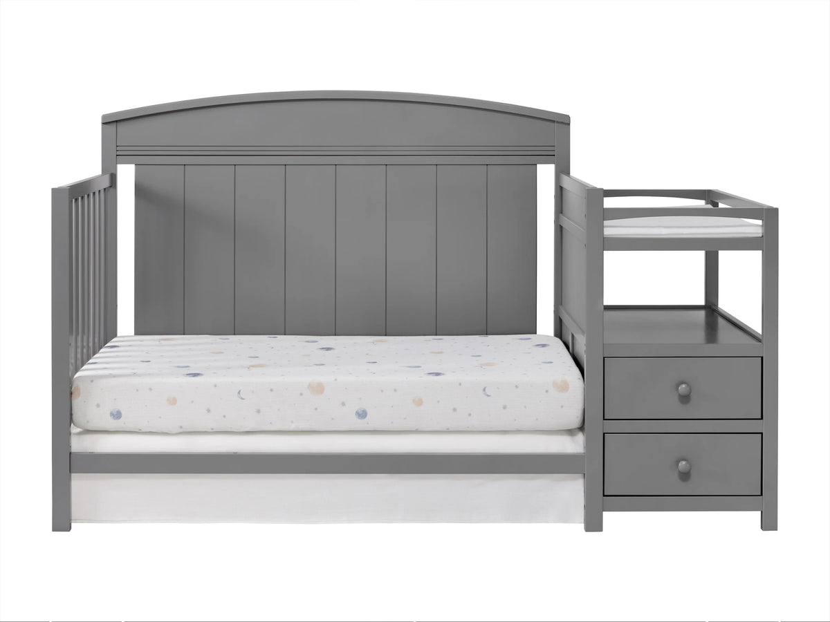 4-in-1 Convertible Crib & Changing Station Dove Gray Wooden U890833