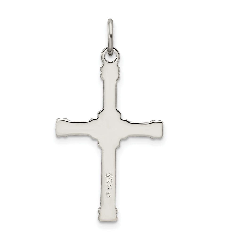 18K Gold Plated Sterling Silver Cross Charm Pendant with Cable Chain Necklace V4662