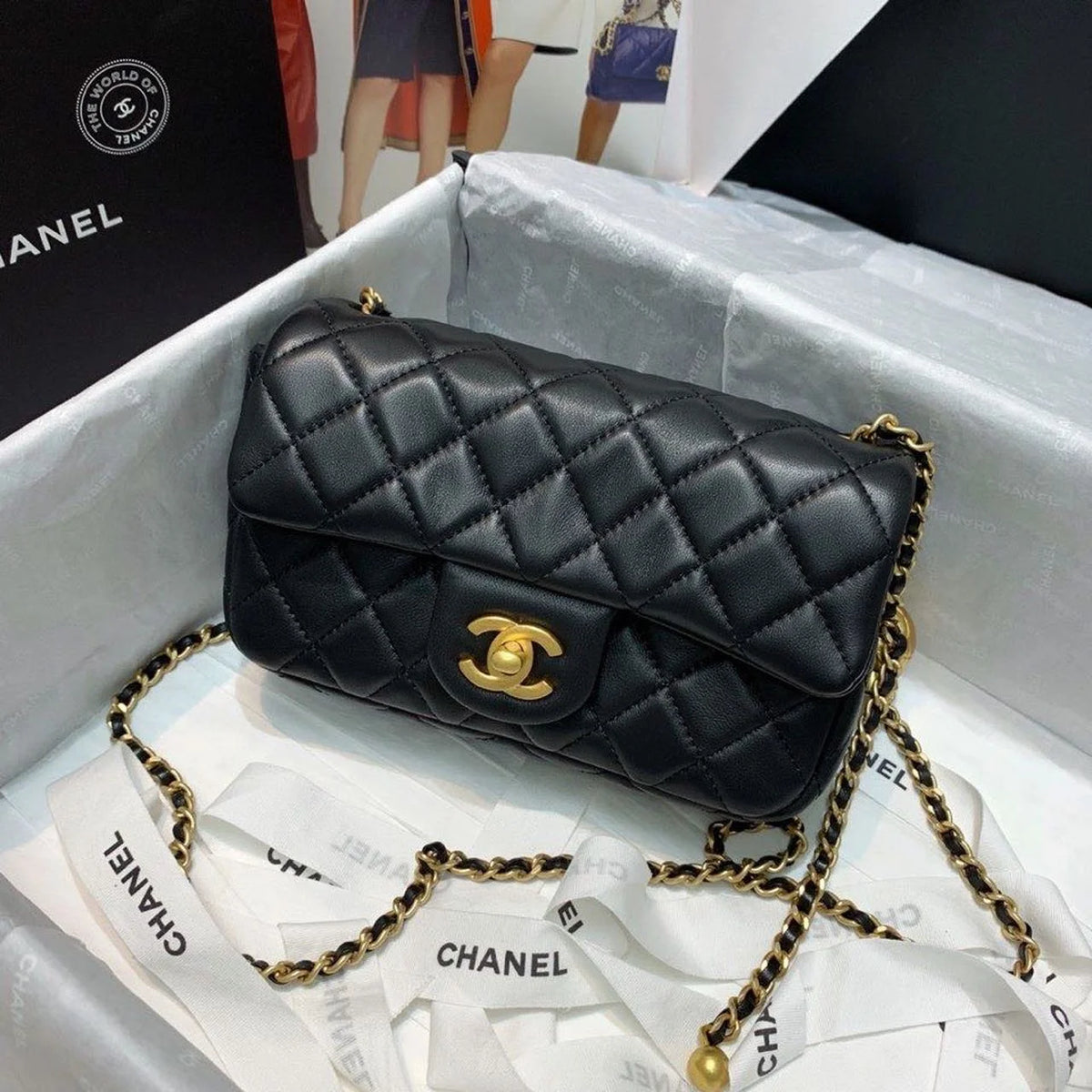 Black Flap Bag D6096