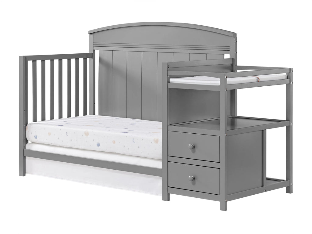 4-in-1 Convertible Crib & Changing Station Dove Gray Wooden U890833