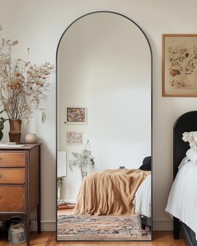 71"x32" Arched Black Full Length Mirror with Stand H8632