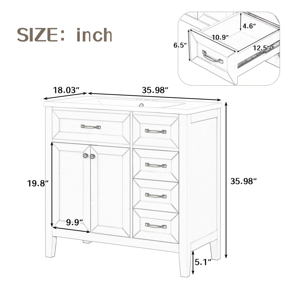 36" Grey Bathroom Vanity with Sink Combo G68731