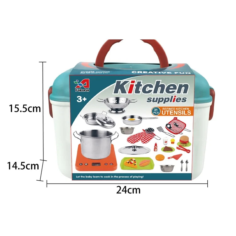 31 Pieces Stainless Steel Play Kitchen Cooking Set K980163