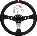 Red Suede Deep Dish Racing Steering Wheel 13.8" 350mm 6 Bolts with Horn Button O904057