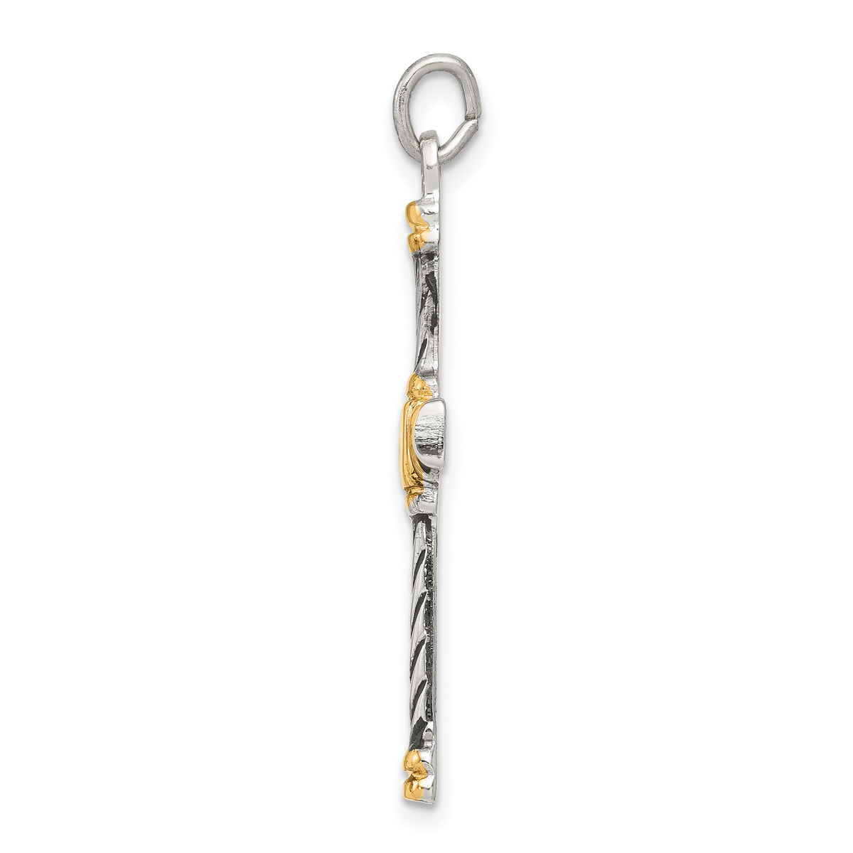 18K Gold Plated Sterling Silver Cross Charm Pendant with Cable Chain Necklace V4662
