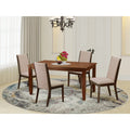 5-Piece Dining Table Set with 4 Chairs Mahogany Finish Q49759