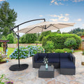 10ft Beige Patio Offset Cantilever Umbrella with Crank Handle O923