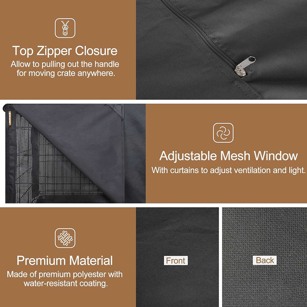 Black Folding Dog Crate Cover for 24 Inch Wire Pet Cage F5455