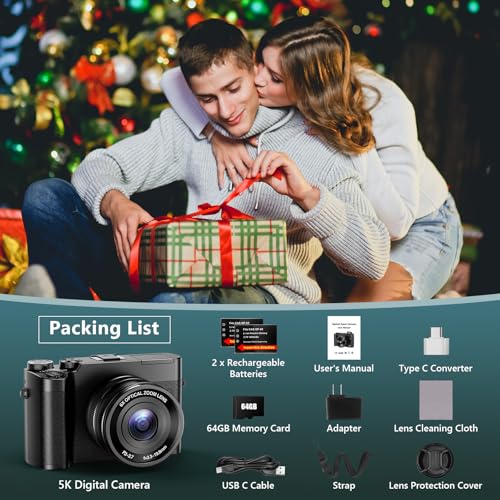 5K Digital Camera 64MP 6X Optical Zoom Autofocus Dual-Lens T43441