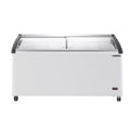 White Curved Glass Top Chest Freezer with 7 Wire Baskets U324939