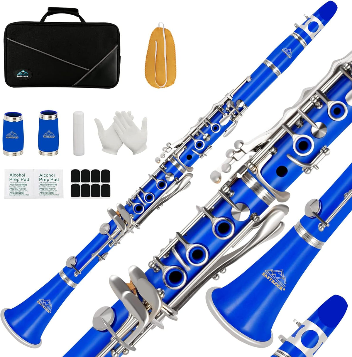 Bb Flat 17 Nickel Keys Clarinet with Hard Case and Cleaning Kit B9362