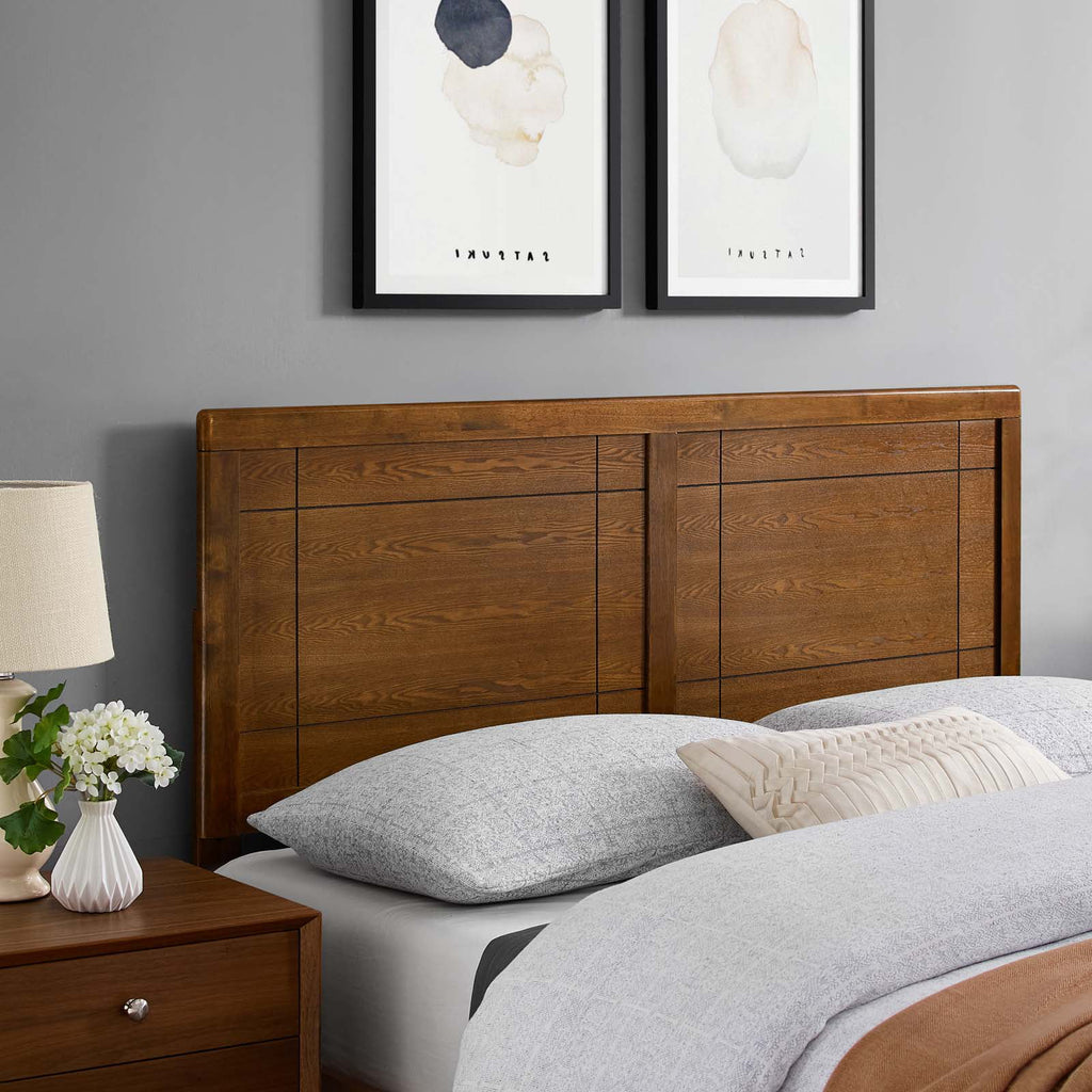 Queen Size Wood Brown Walnut Headboard Y467545