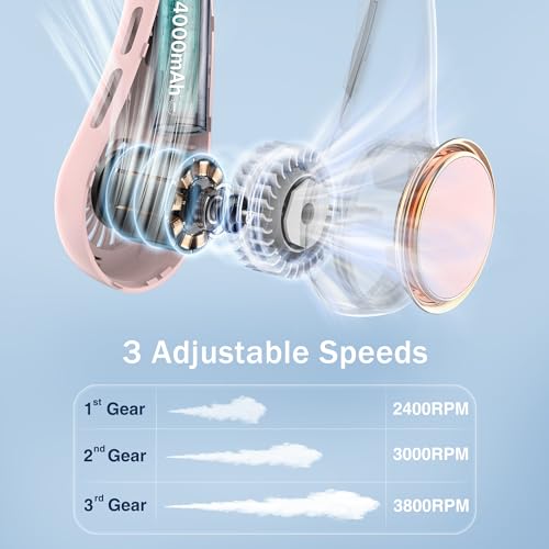 Portable Neck Fan 4000mAh 3 Speeds White K542