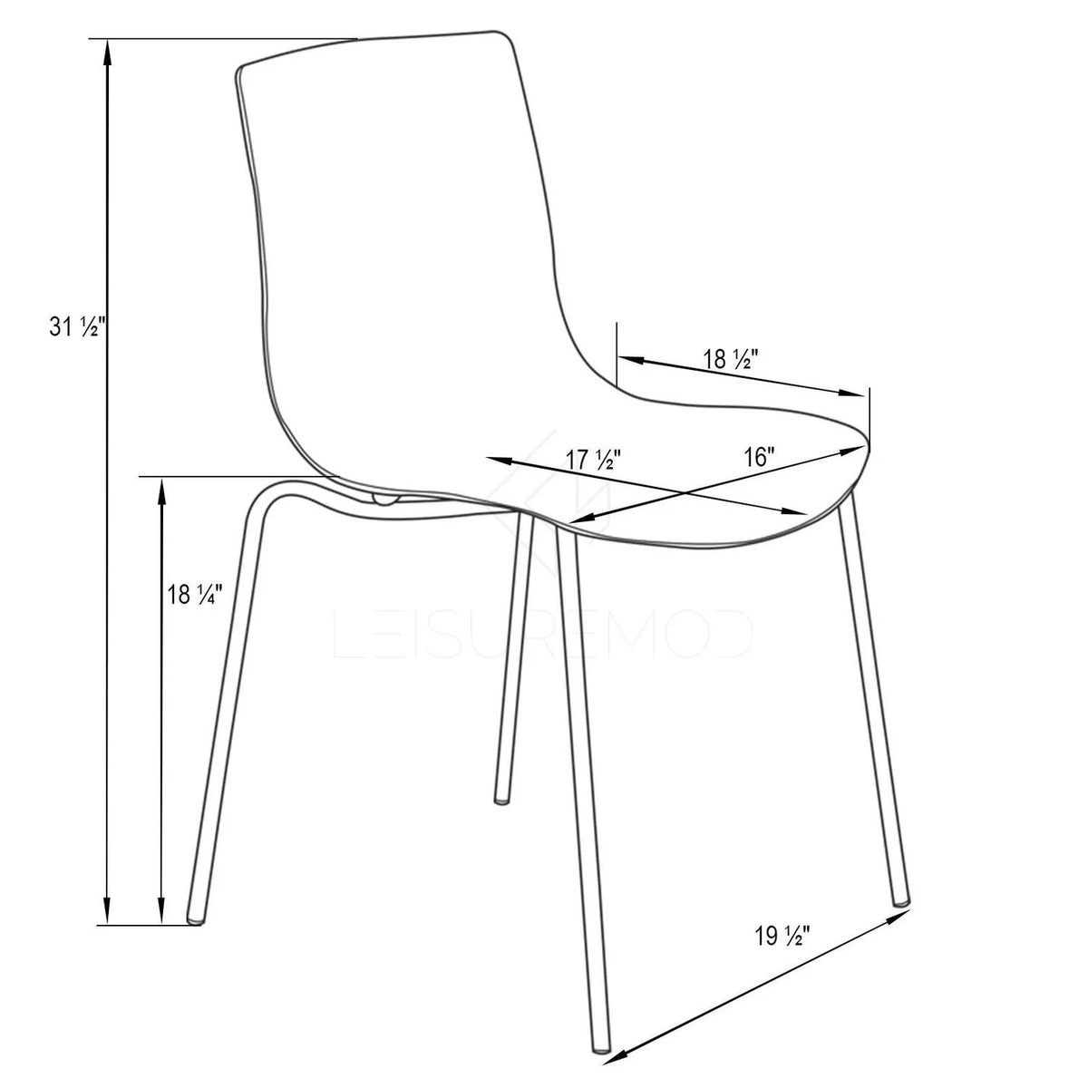 Plastic Dining Chair Set of 4 F783