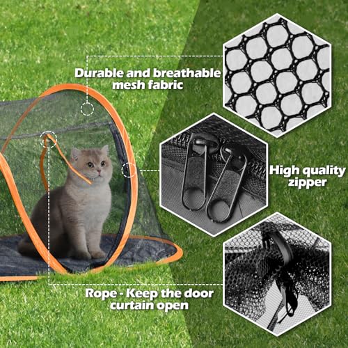 Portable Outdoor Cat Enclosure with Tunnel and Storage Bag Q90899