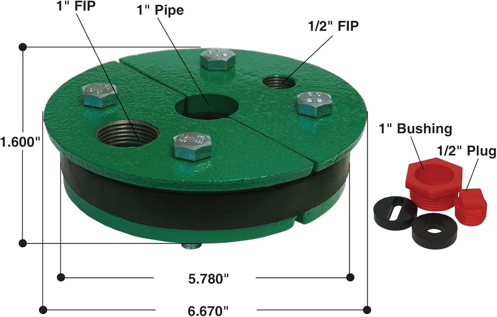 6 Cast Iron Well Seal with Split Top Plate E351
