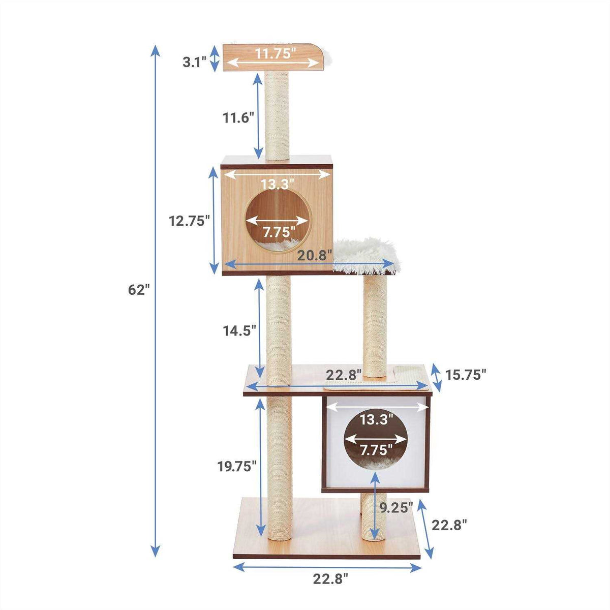 62-in Modern Cat Tree Condo R1935