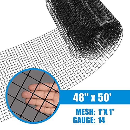 14 Gauge Black Vinyl Coated Welded Wire Mesh 1 inch by 1 inch (2 ft. x 50 ft.) F28182