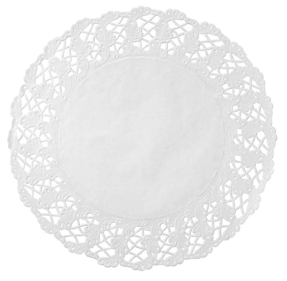 White 14 in. Round Cake Lace Doilies Y4704