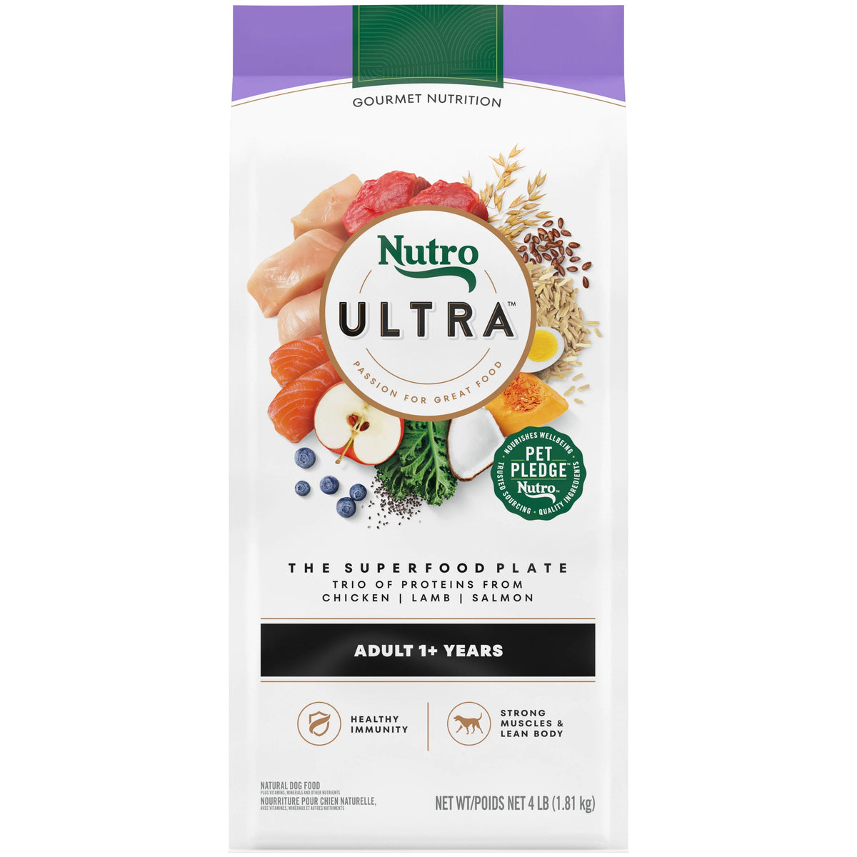 Adult Dry Dog Food With Chicken, Lamb And Salmon, 4 Lb. Bag H497001